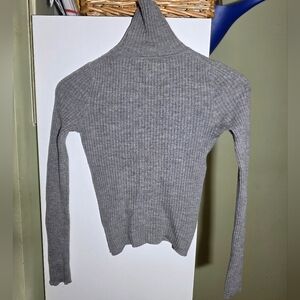 vintage Club Monaco Gray ribbed cropped turtleneck Wool Top sweater XS